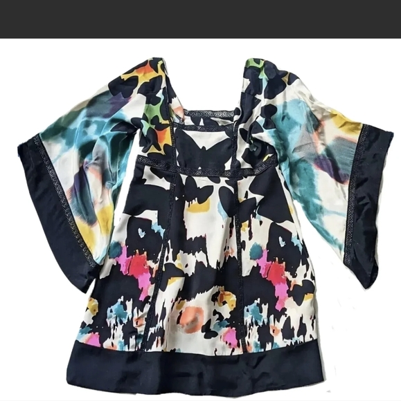 Diane Von Furstenberg Leena Silk-Blend Butterfly Print kimono Dress sz 4 - Picture 3 of 5